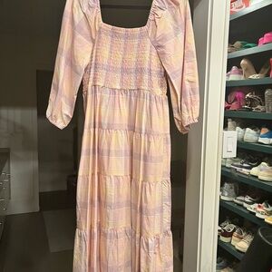 Pastel Plaid Long Sleeve Dress